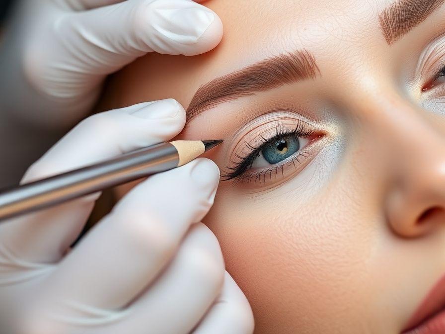 Cosmetic brow tattoo procedure with a fine tool