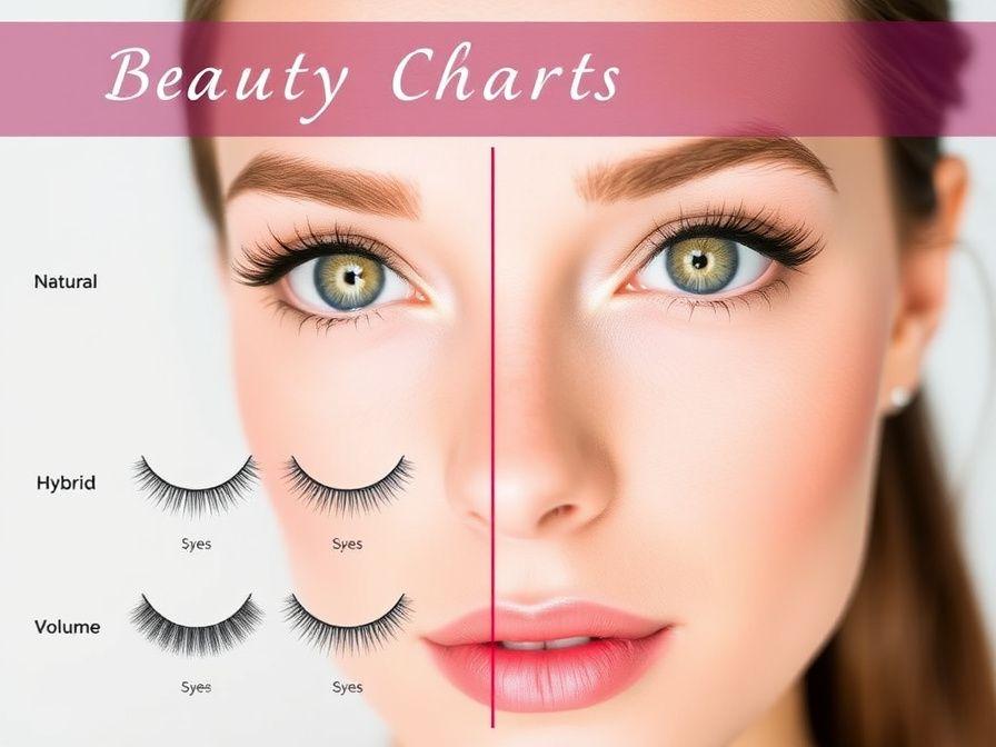 Chart of different lash extension styles